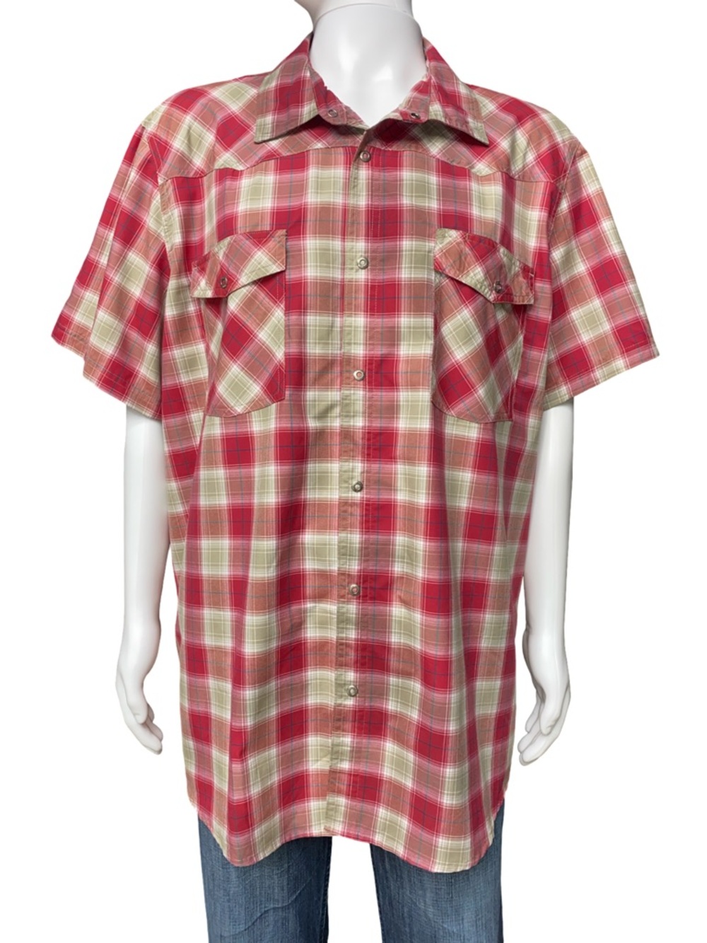 Magellan Outdoors Fishing Shirt 2XL Plaid Short Sleeve Vented Mag Wick Loose Fit